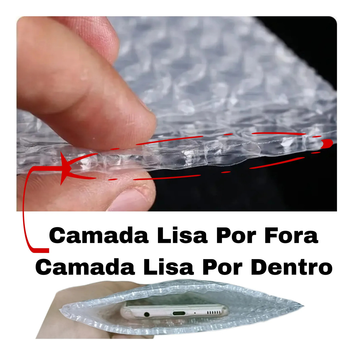 Kit Saco Bolha Liso 90 Micras 10x18 - 1000 Unidades
